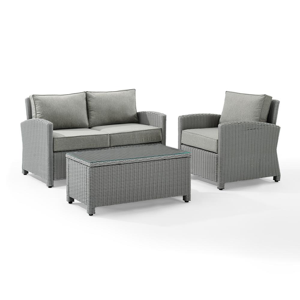 Bradenton 3Pc Outdoor Wicker Conversation Set Gray/Gray - Loveseat, Arm Chair, & Coffee Table. Picture 8