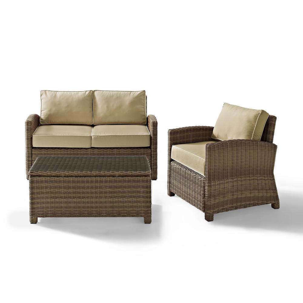 Bradenton 3Pc Outdoor Wicker Conversation Set Sand/Weathered Brown - Loveseat, Arm Chair, & Coffee Table. Picture 14
