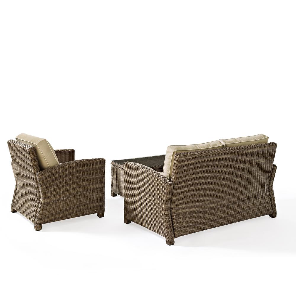 Bradenton 3Pc Outdoor Wicker Conversation Set Sand/Weathered Brown - Loveseat, Arm Chair, & Coffee Table. Picture 15