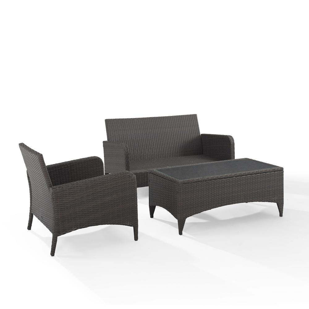 Kiawah 3Pc Outdoor Wicker Conversation Set Sangria/Brown - Loveseat, Arm Chair & Coffee Table. Picture 11