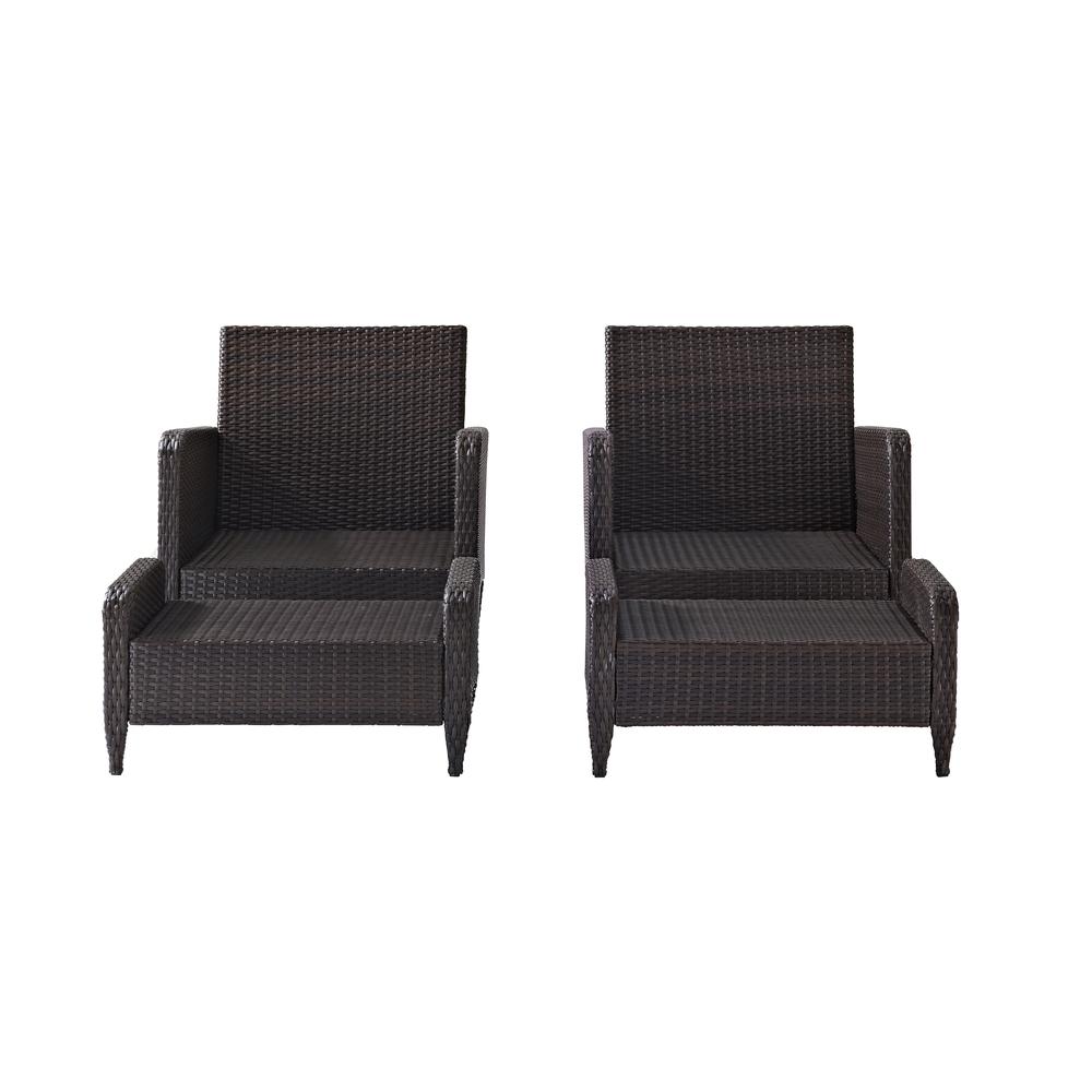 Kiawah 4Pc Outdoor Wicker Chat Set Sangria/Brown - 2 Arm Chairs & 2 Ottomans. Picture 12