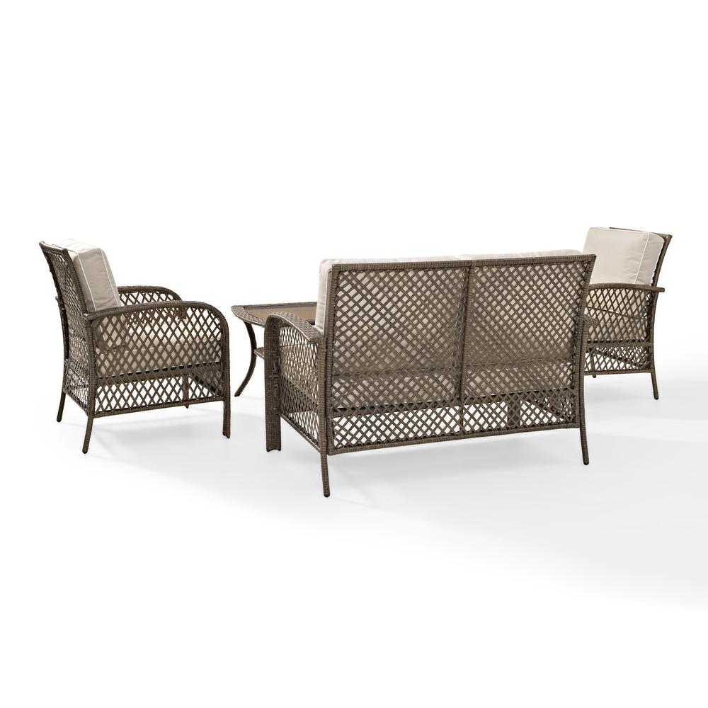 Tribeca 4Pc Outdoor Wicker Conversation Set Sand/Driftwood - Loveseat, Coffee Table, &  2 Arm Chairs. Picture 4