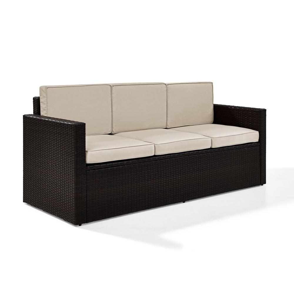 Palm Harbor Outdoor Wicker Sofa Sand/Brown. Picture 1