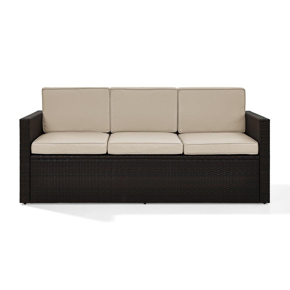 Palm Harbor Outdoor Wicker Sofa Sand/Brown. Picture 4