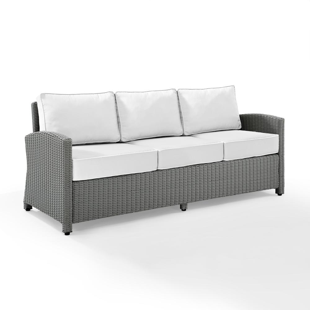 Bradenton Outdoor Wicker Sofa - Sunbrella White/Gray. Picture 6