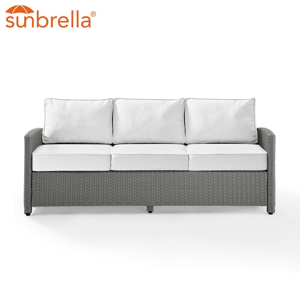 Bradenton Outdoor Wicker Sofa - Sunbrella White/Gray. Picture 7