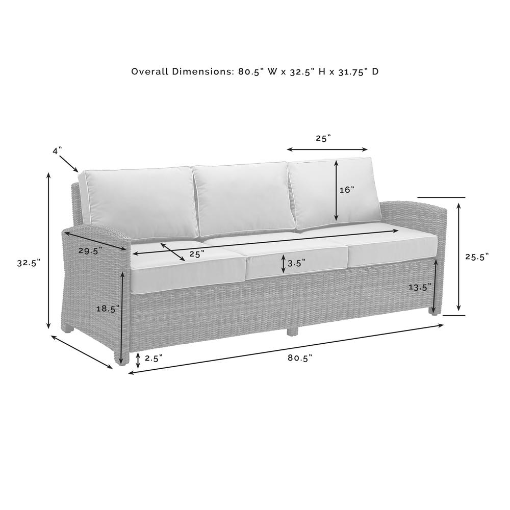 Bradenton Outdoor Wicker Sofa - Sunbrella White/Gray. Picture 10