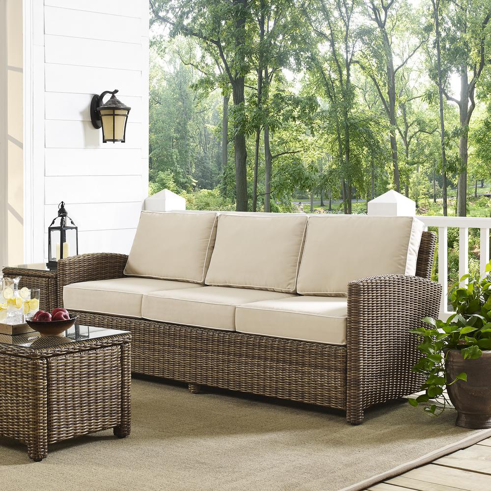 Bradenton Outdoor Wicker Sofa Sand/Weathered Brown. Picture 1