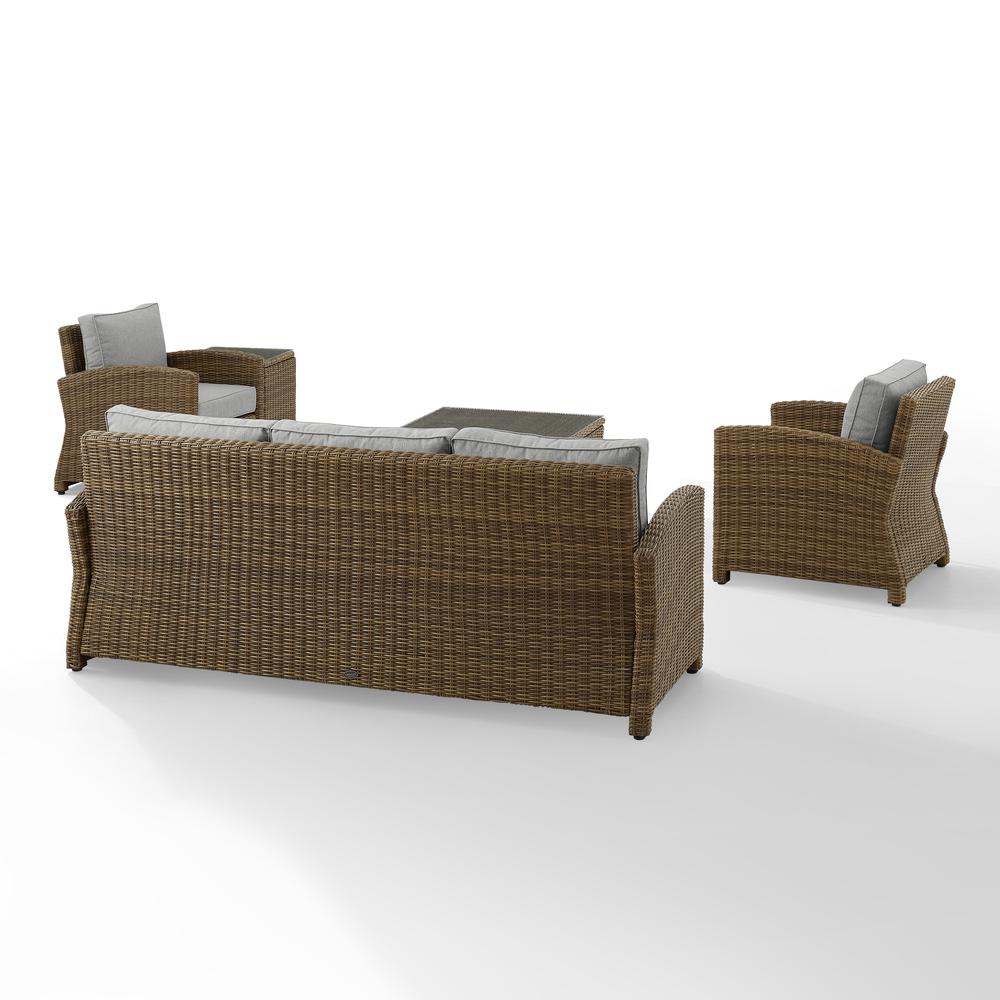Bradenton 5Pc Outdoor Wicker Sofa Set Gray/Weathered Brown - Sofa, Side Table, Coffee Table, & 2 Armchairs. Picture 8