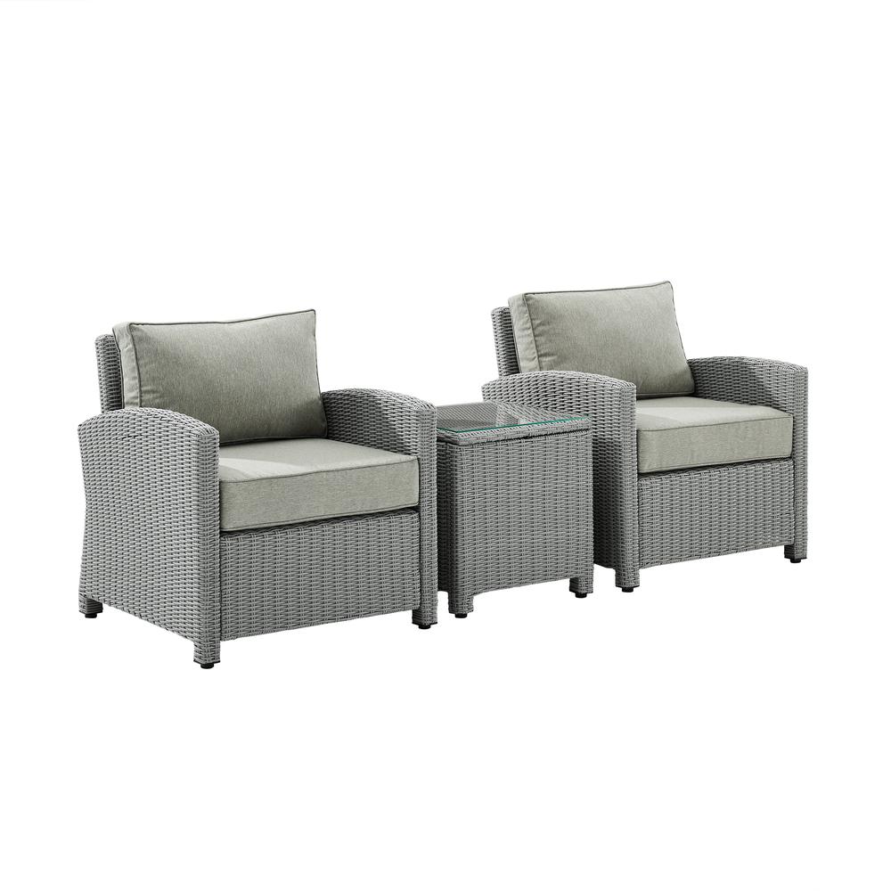 Bradenton 3Pc Outdoor Wicker Conversation Set Gray/Gray - 2 Arm Chairs, Side Table. Picture 7