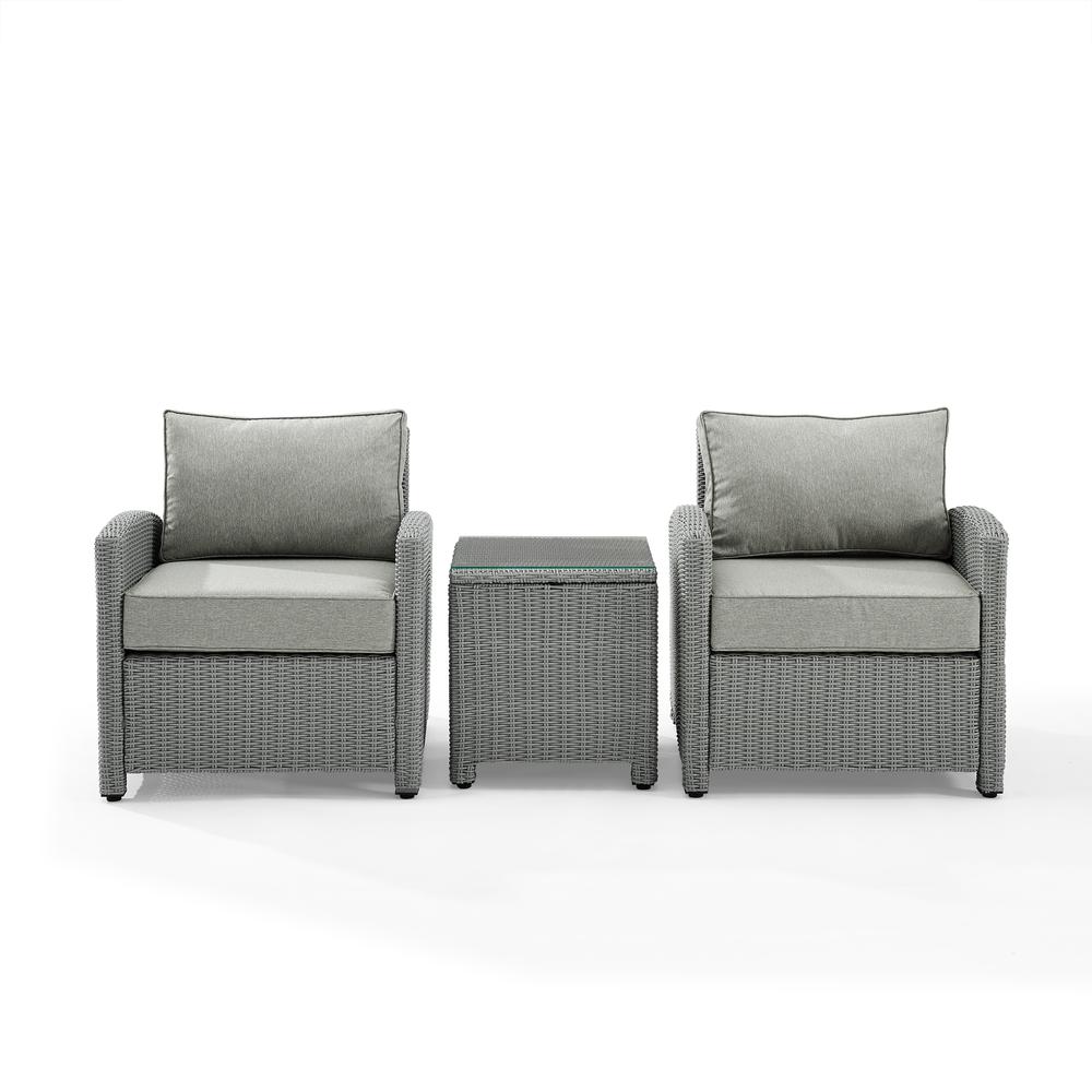 Bradenton 3Pc Outdoor Wicker Armchair Set Gray/Gray - Side Table & 2 Armchairs. Picture 10