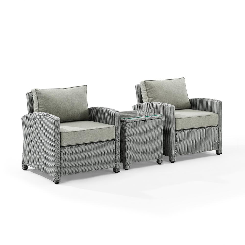 Bradenton 3Pc Outdoor Wicker Armchair Set Gray/Gray - Side Table & 2 Armchairs. Picture 11