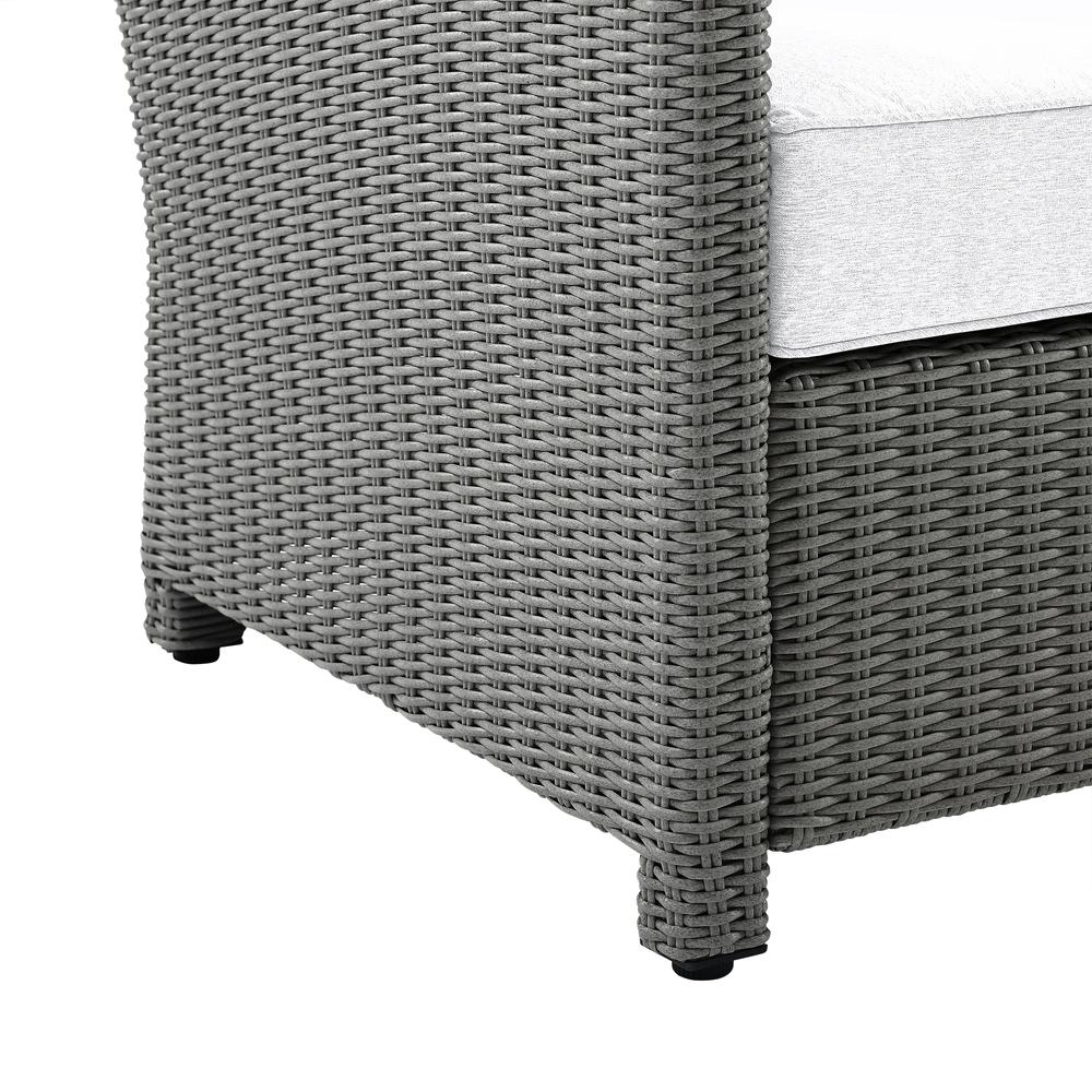 Bradenton 3Pc Outdoor Wicker Armchair Set - Sunbrella White/Gray - Side Table & 2 Armchairs. Picture 11