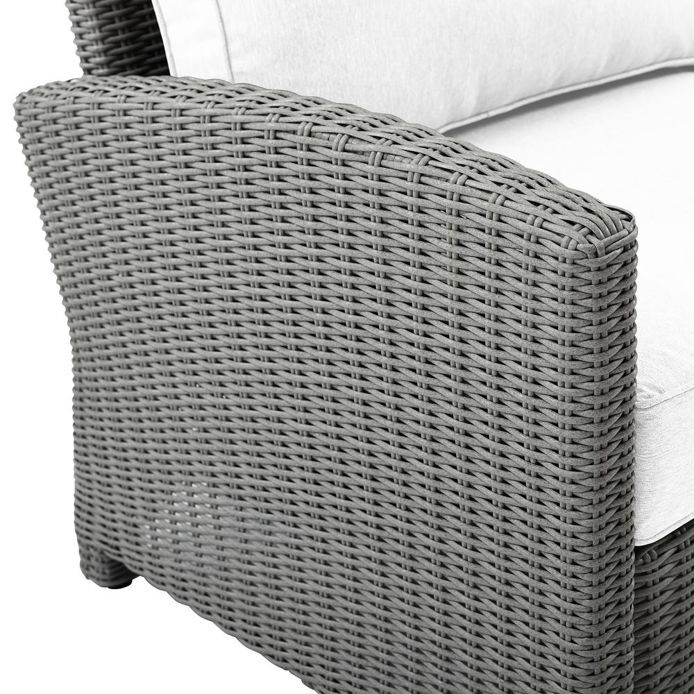 Bradenton 3Pc Outdoor Wicker Armchair Set - Sunbrella White/Gray - Side Table & 2 Armchairs. Picture 12
