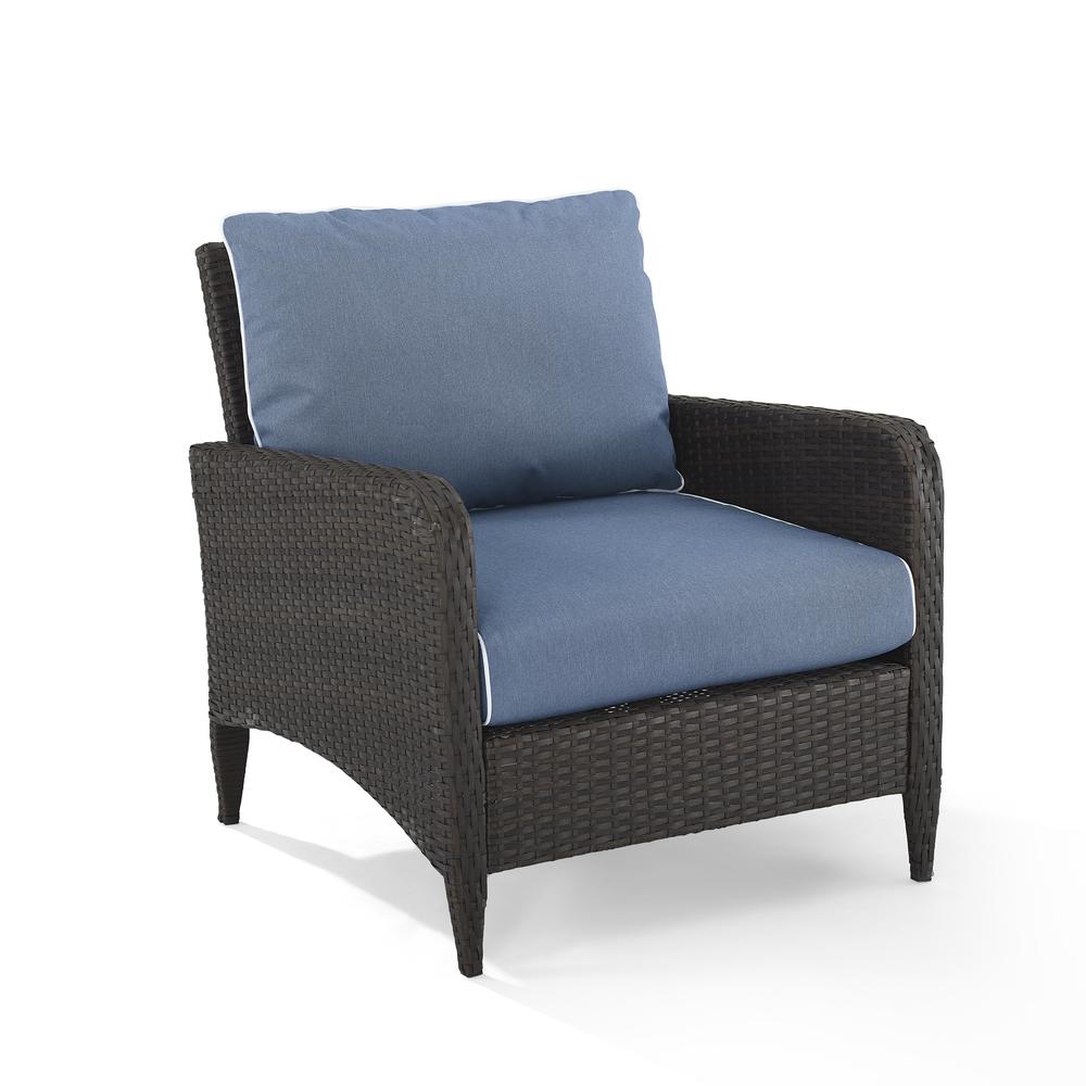 Kiawah Outdoor Wicker Arm Chair Blue/Brown. Picture 6