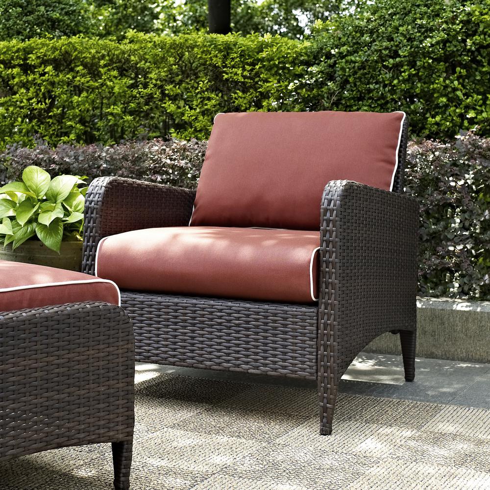 Kiawah Outdoor Wicker Arm Chair Sangria/Brown. Picture 2