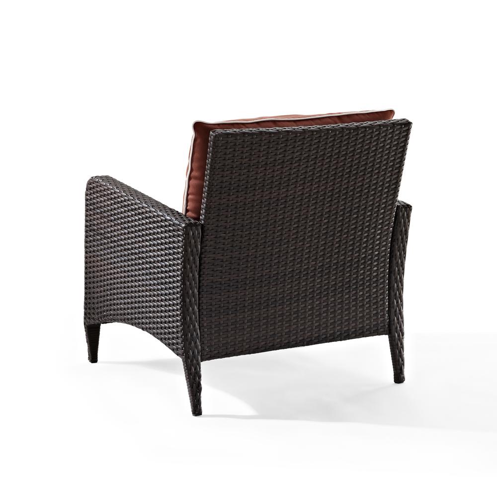 Kiawah Outdoor Wicker Arm Chair Sangria/Brown. Picture 11