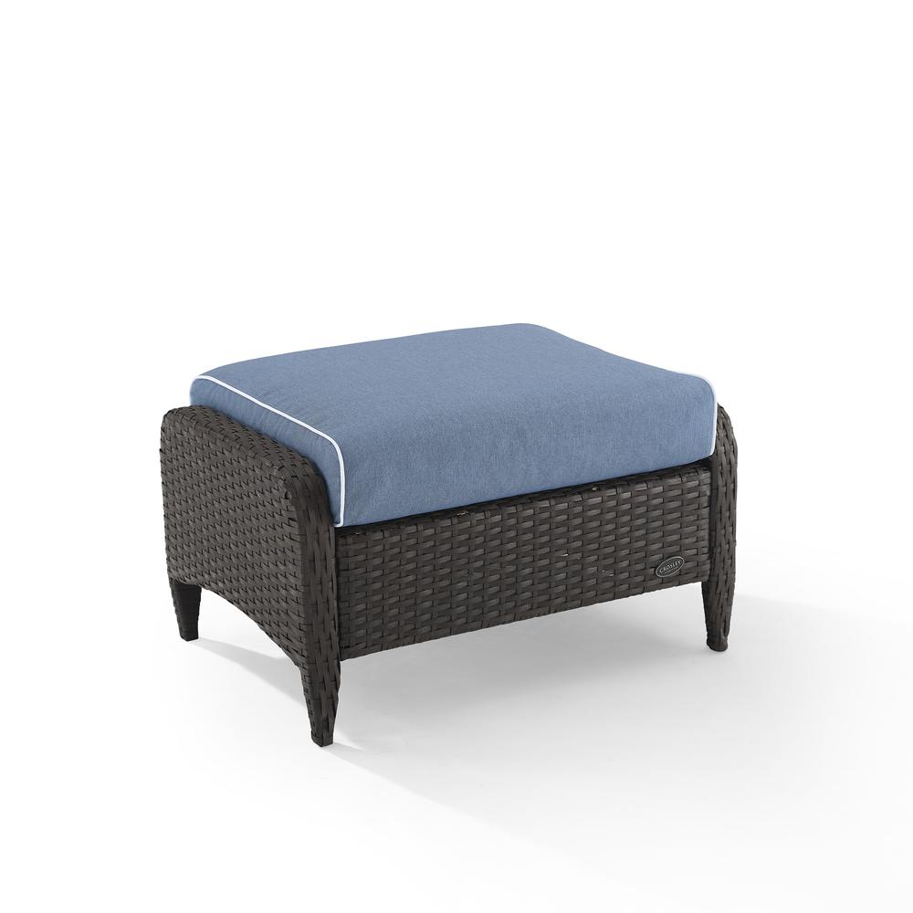 Kiawah Outdoor Wicker Ottoman Blue/Brown. Picture 7