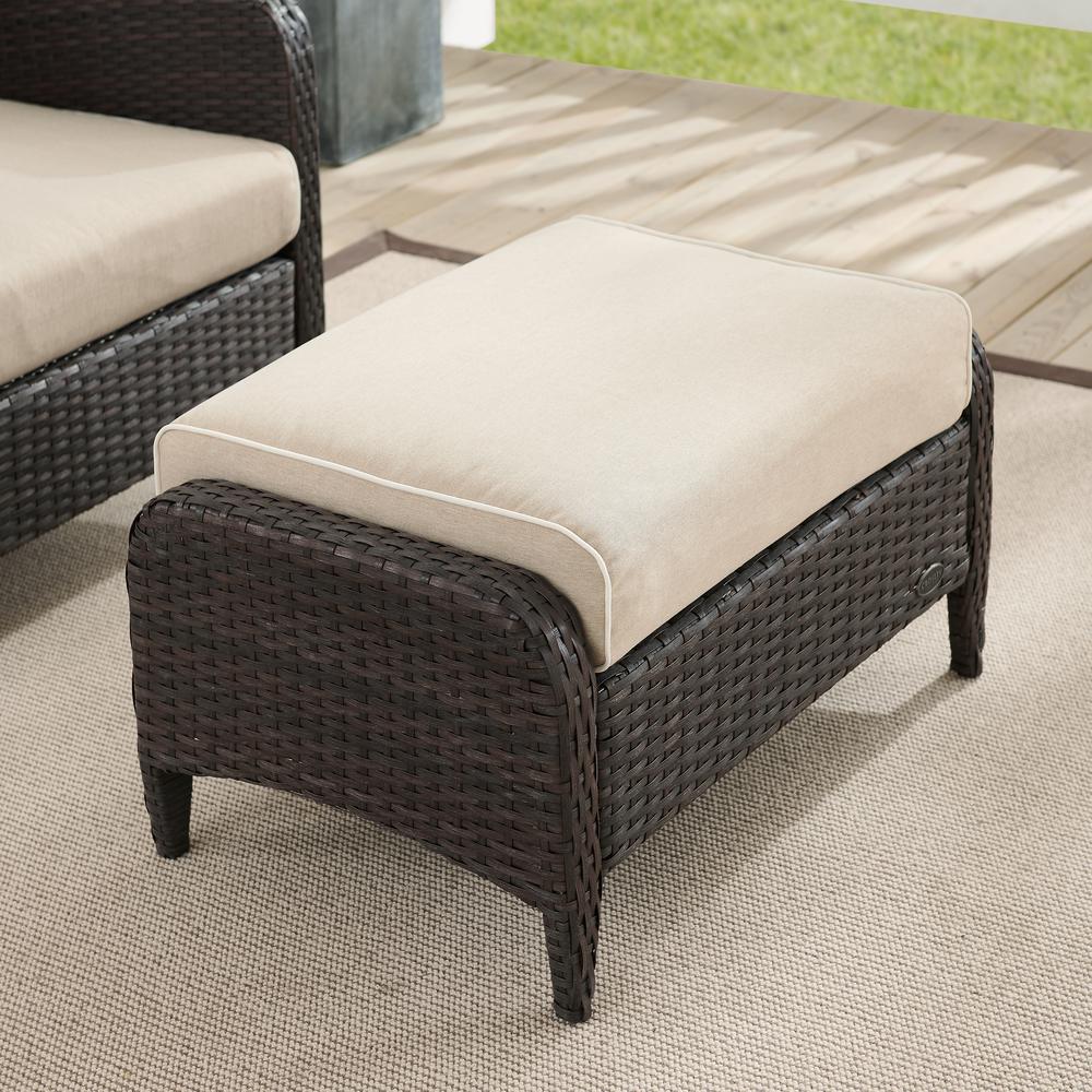 Kiawah Outdoor Wicker Ottoman Sand/Brown. The main picture.