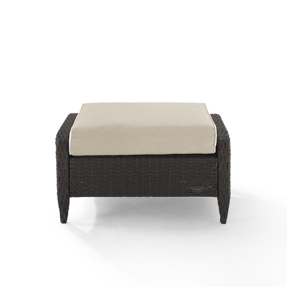 Kiawah Outdoor Wicker Ottoman Sand/Brown. Picture 7