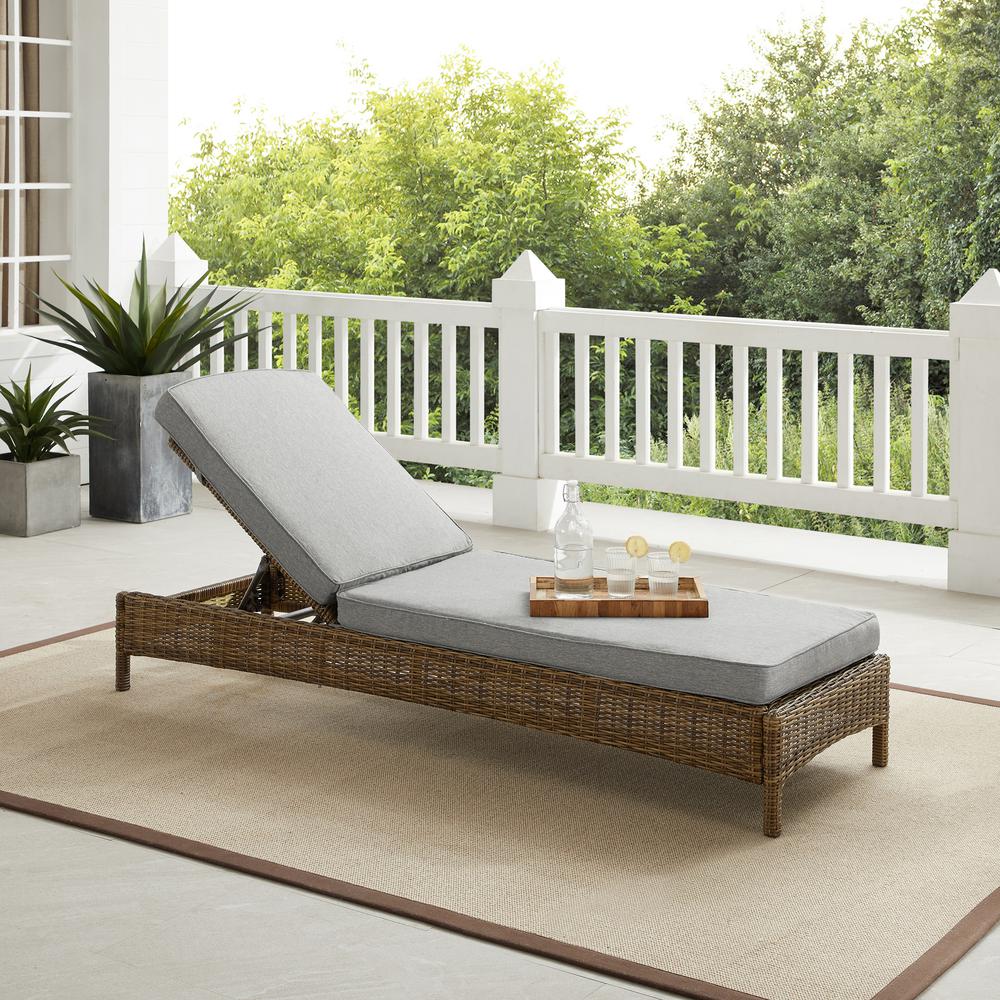 Bradenton Outdoor Wicker Chaise Lounge Gray/Weathered Brown. Picture 4