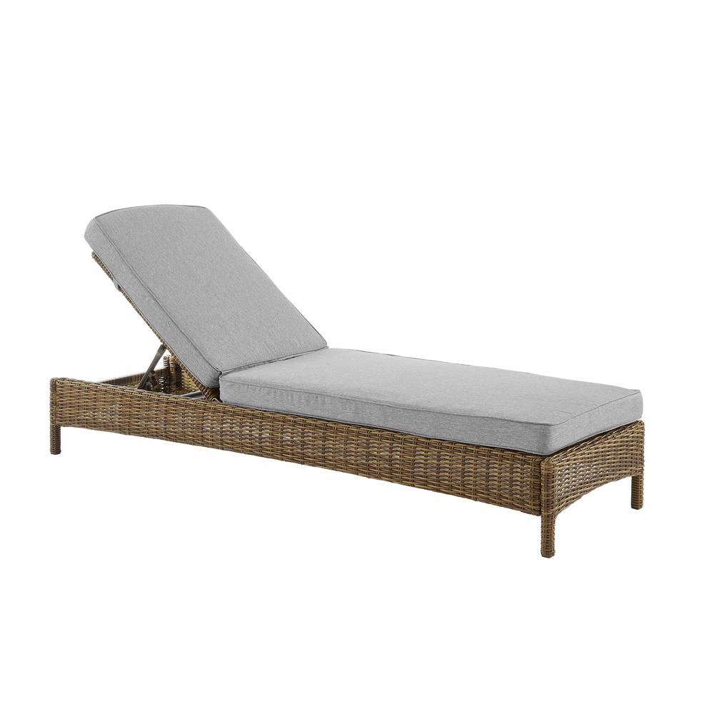 Bradenton Outdoor Wicker Chaise Lounge Gray/Weathered Brown. Picture 1