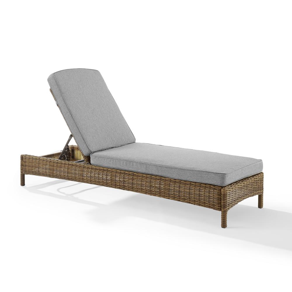 Bradenton Outdoor Wicker Chaise Lounge Gray/Weathered Brown. Picture 2