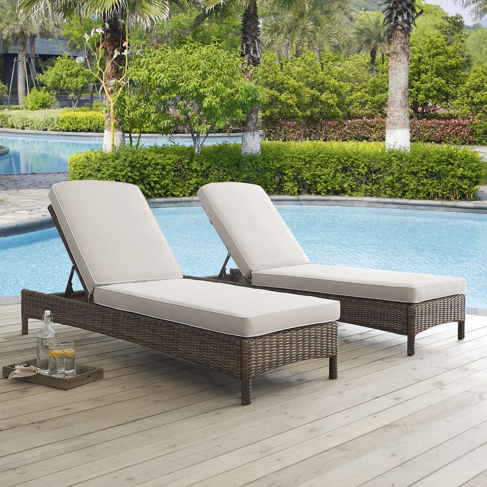 Bradenton Outdoor Wicker Chaise Lounge Sand/Weathered Brown. Picture 4