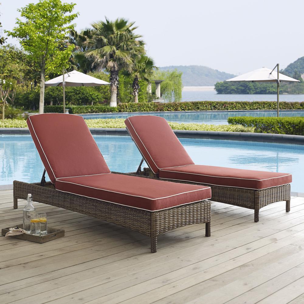 Bradenton Outdoor Wicker Chaise Lounge Sangria/Weathered Brown. Picture 4