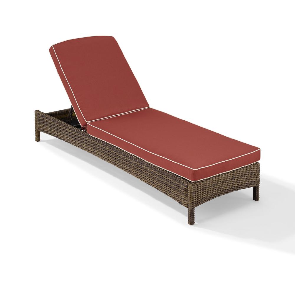 Bradenton Outdoor Wicker Chaise Lounge Sangria/Weathered Brown. The main picture.
