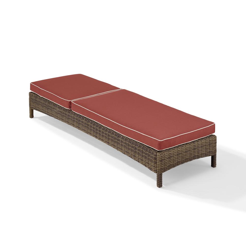 Bradenton Outdoor Wicker Chaise Lounge Sangria/Weathered Brown. Picture 5