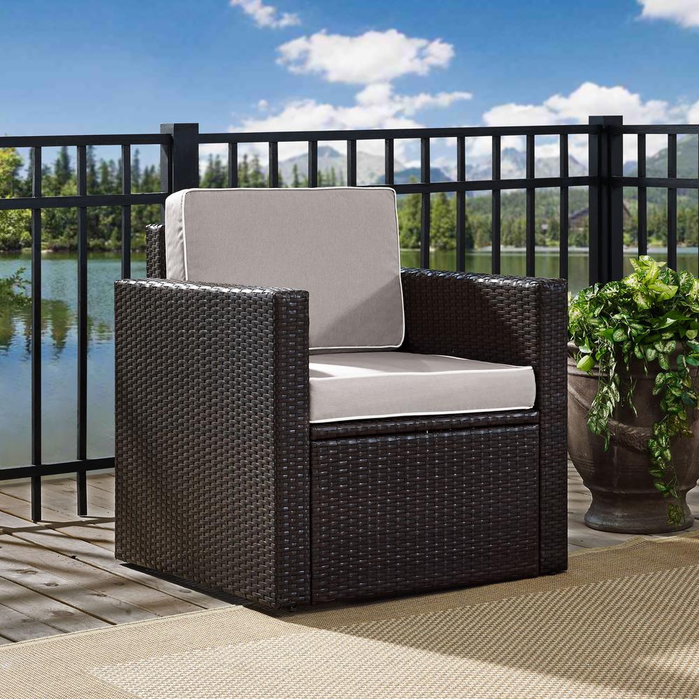 Palm Harbor Outdoor Wicker Armchair Gray/Brown. Picture 2