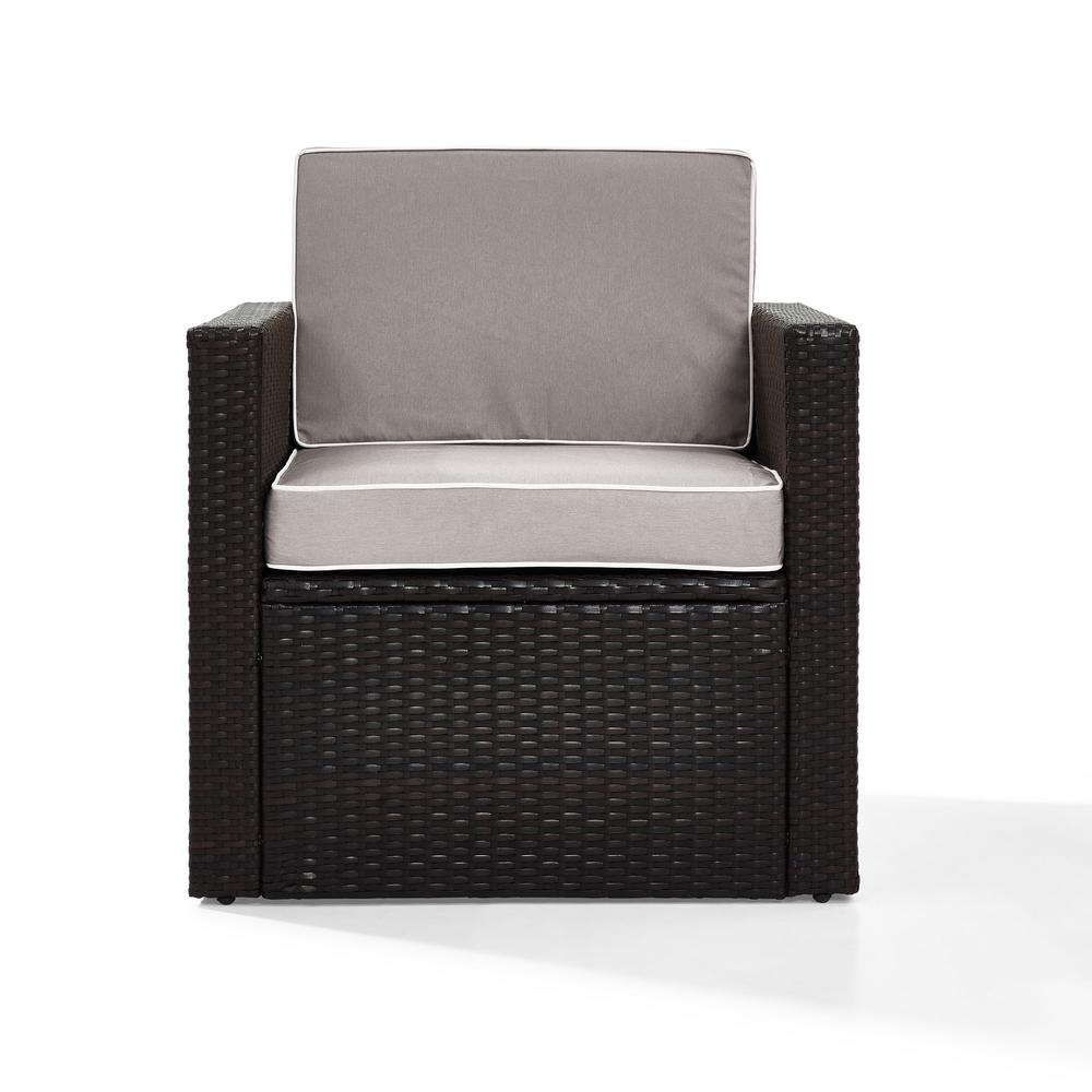 Palm Harbor Outdoor Wicker Arm Chair Gray/Brown. Picture 4
