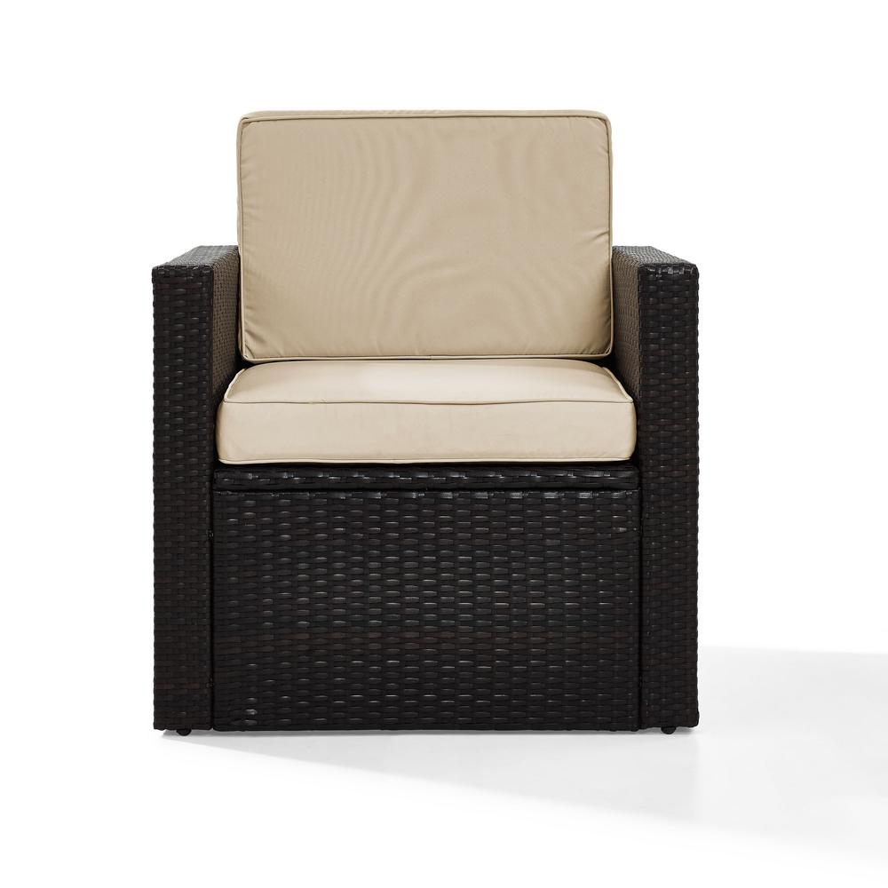 Palm Harbor Outdoor Wicker Armchair Sand/Brown. Picture 4