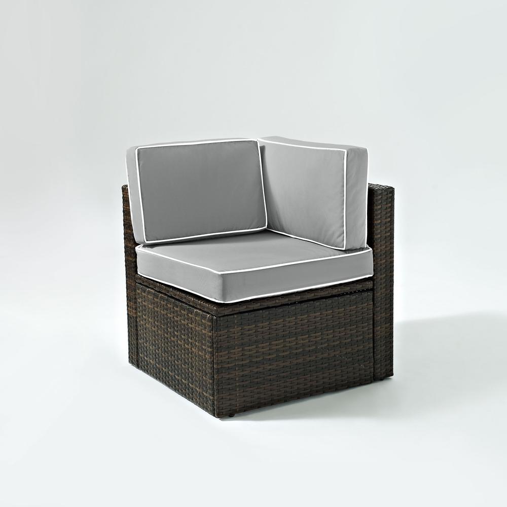 Palm Harbor Outdoor Wicker Corner Chair Gray/Brown. Picture 7