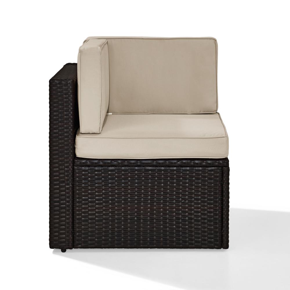 Palm Harbor Outdoor Wicker Corner Chair Sand/Brown. Picture 4