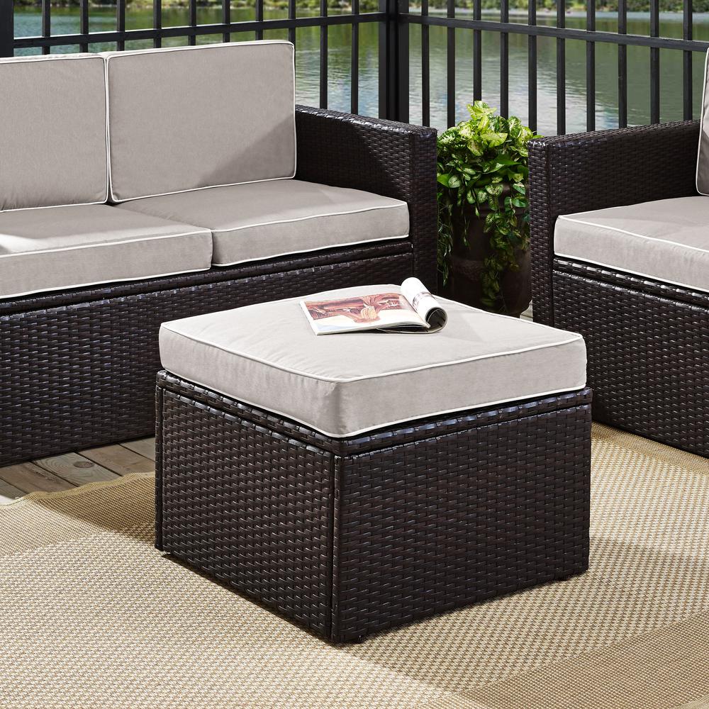 Palm Harbor Outdoor Wicker Ottoman Gray/Brown. Picture 2