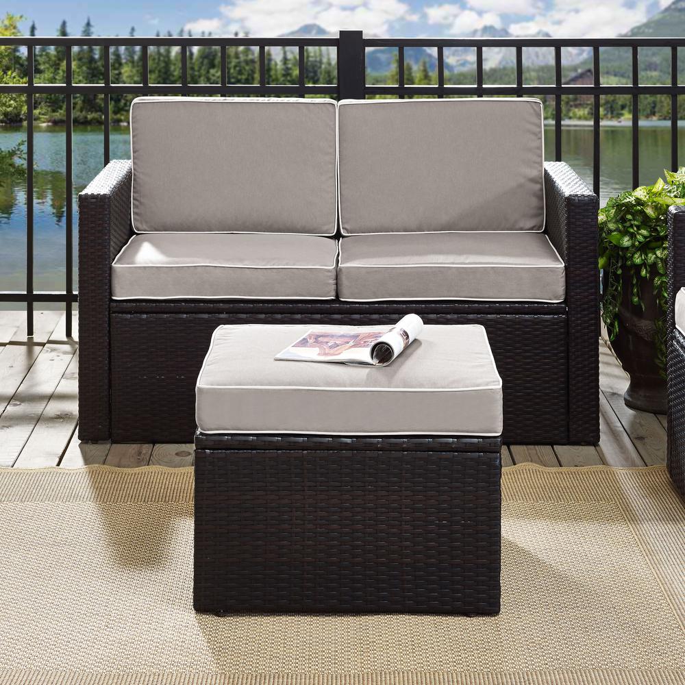 Palm Harbor Outdoor Wicker Ottoman Gray/Brown. Picture 3
