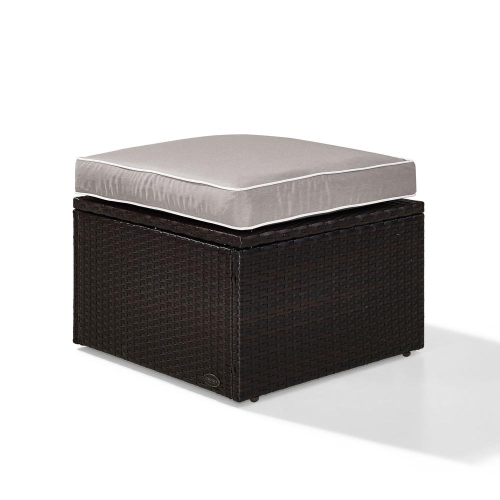 Palm Harbor Outdoor Wicker Ottoman Gray/Brown. Picture 5