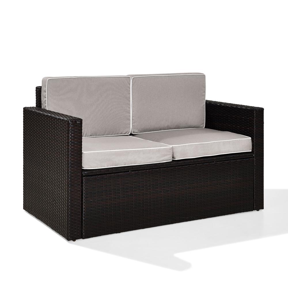 Palm Harbor Outdoor Wicker Loveseat Gray/Brown. Picture 1