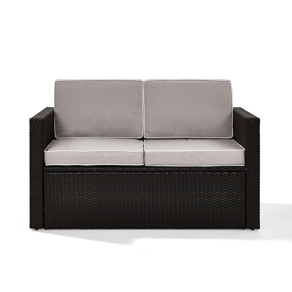 Palm Harbor Outdoor Wicker Loveseat Gray/Brown. Picture 3