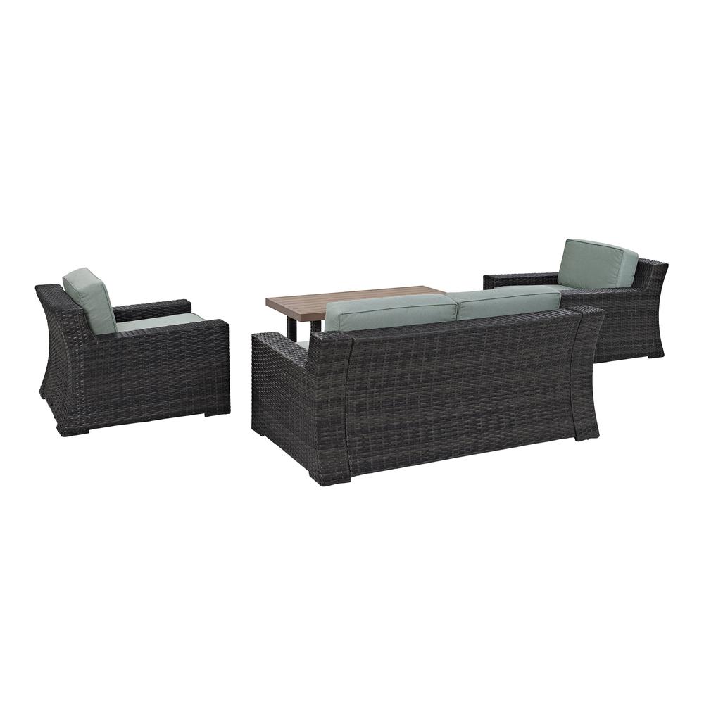 Beaufort 4Pc Outdoor Wicker Conversation Set Mist/Brown - Loveseat, Two Chairs, Coffee Table. Picture 6