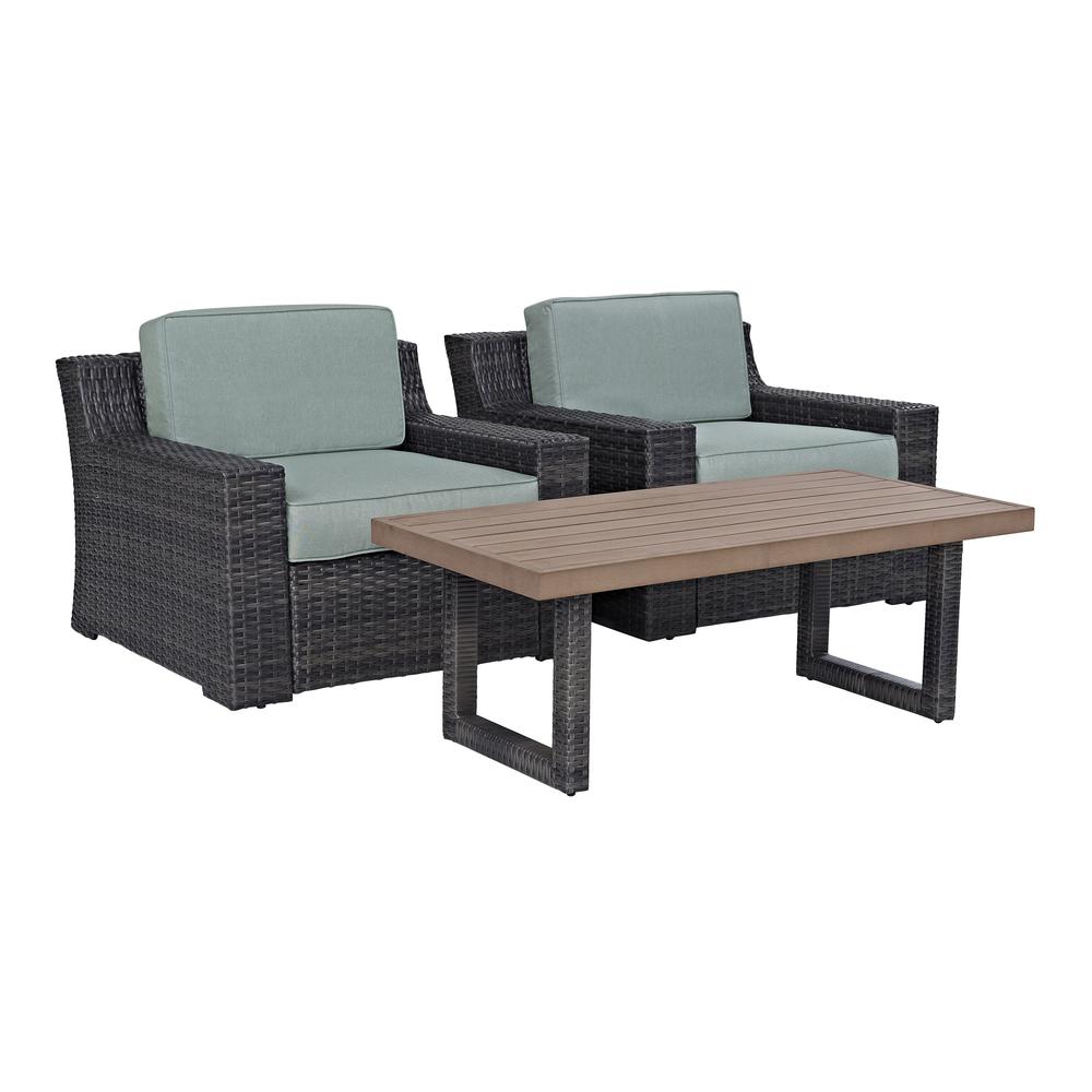 Beaufort 3Pc Outdoor Wicker Chair Set Mist/Brown - Coffee Table & 2 Chairs. Picture 4