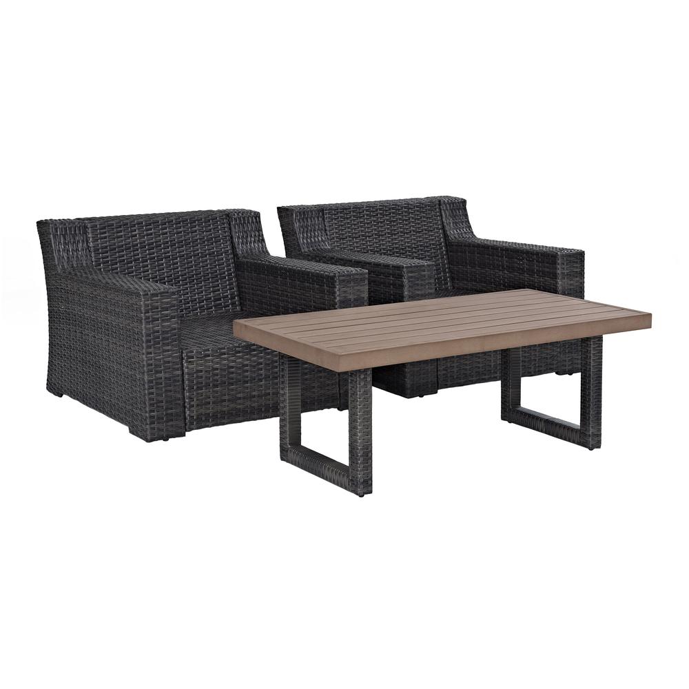 Beaufort 3Pc Outdoor Wicker Chat Set Mist/Brown - 2 Chairs, Coffee Table. Picture 5