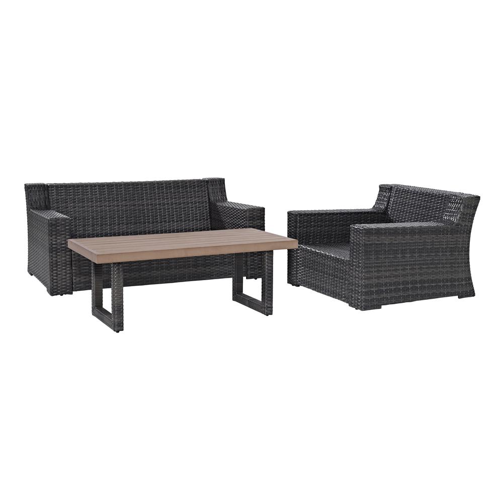 Beaufort 3Pc Outdoor Wicker Conversation Set Mist/Brown - Loveseat, Chair , & Coffee Table. Picture 5