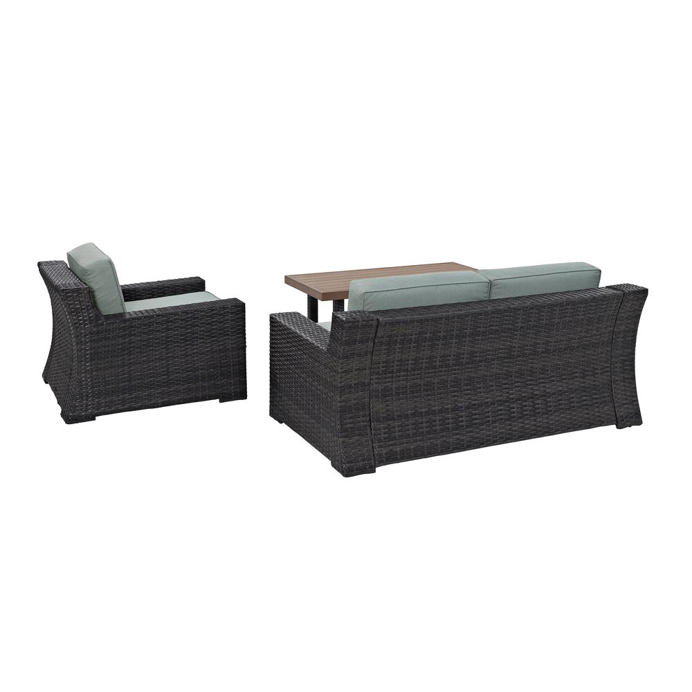 Beaufort 3Pc Outdoor Wicker Conversation Set Mist/Brown - Loveseat, Chair , & Coffee Table. Picture 6