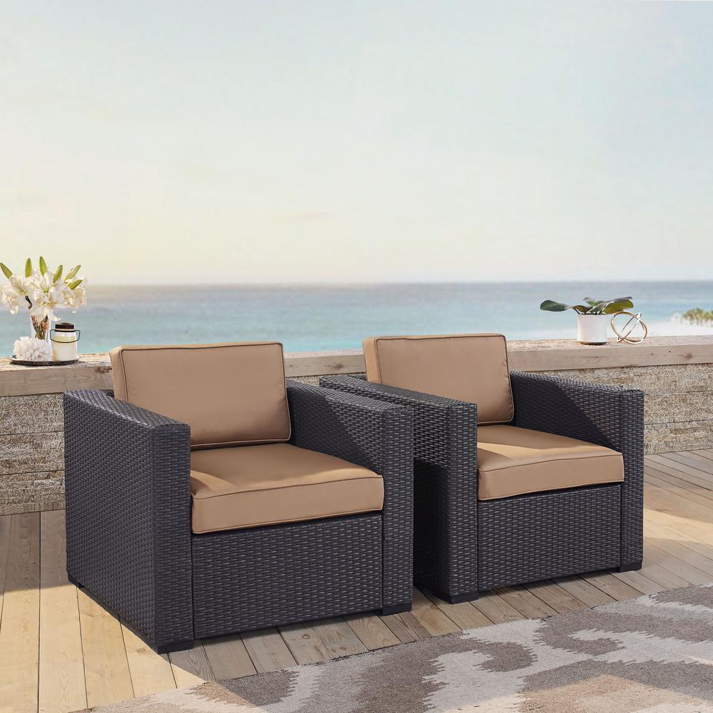 Biscayne 2Pc Outdoor Wicker Chair Set Mocha/Brown - 2 Chairs. Picture 1