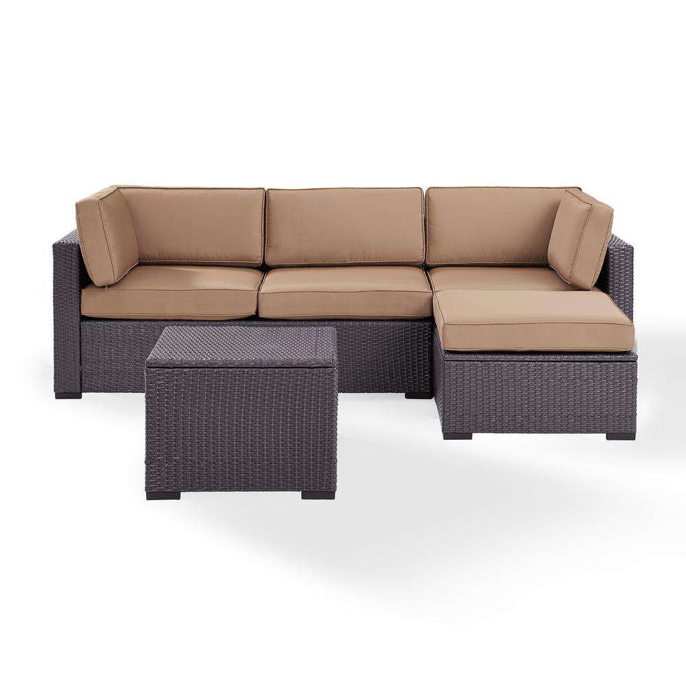 Biscayne 4Pc Outdoor Wicker Sectional Set Mocha/Brown - Loveseat, Corner Chair, Ottoman, & Coffee Table. Picture 2