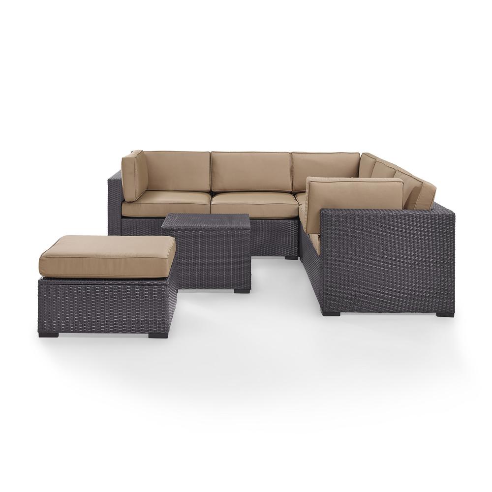 Biscayne 5Pc Outdoor Wicker Sectional Set Mocha/Brown - Corner Chair, Coffee Table, Ottoman, & 2 Loveseats. Picture 2