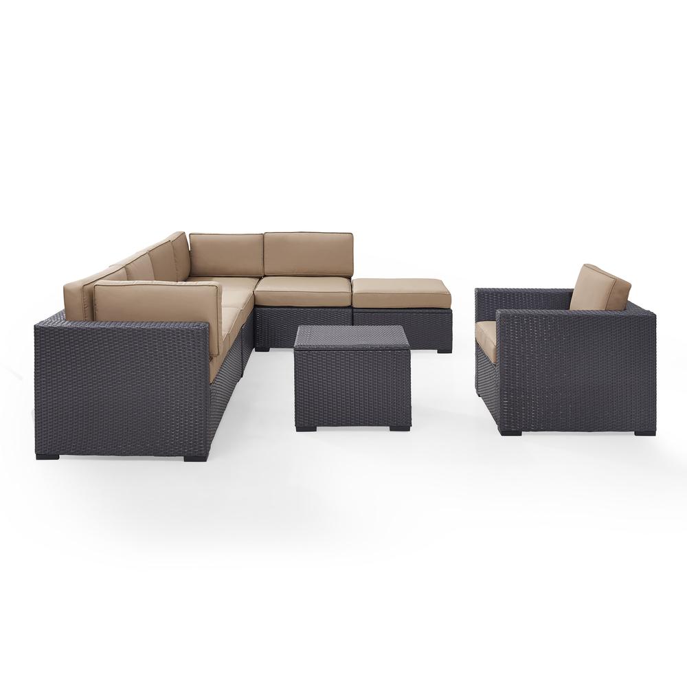 Biscayne 6Pc Outdoor Wicker Sectional Set Mocha/Brown - Armless Chair, Arm Chair, Coffee Table, Ottoman, & 2 Loveseats. Picture 2